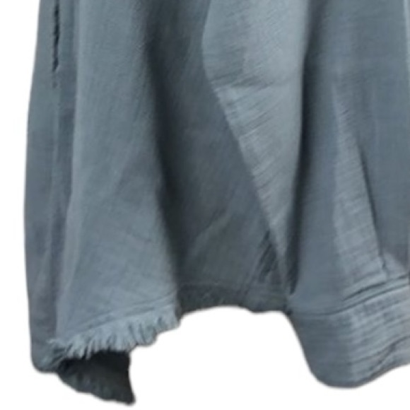 Masscob Blue Textured Cotton Blend Button Down Shirt Raw Hem Sz L - Picture 6 of 15